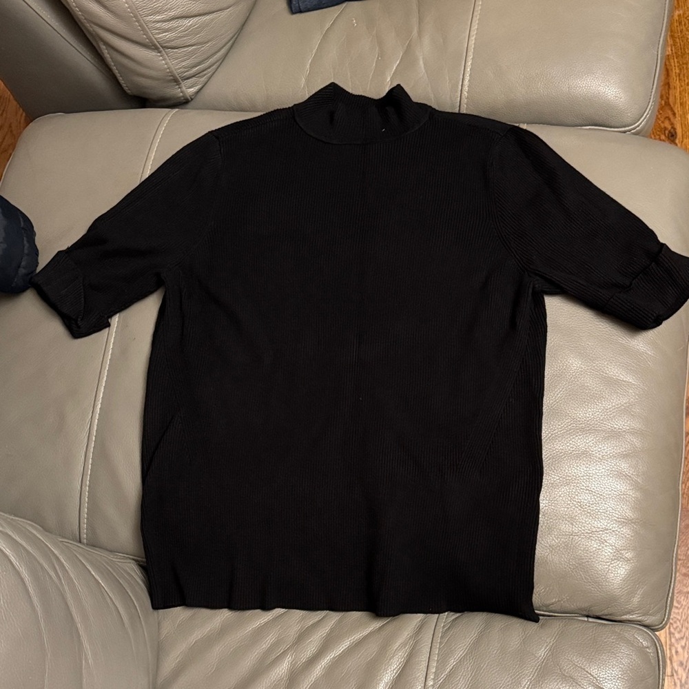 Chico's Black Ribbed Knit Mock Neck Top size 3 - Picture 1 of 5